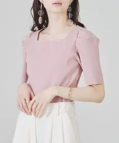 acro パワショルドライタッチスクエアネックニット