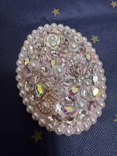 手鏡　パール装飾の2面構造　ハンドメイド