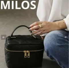 【美品】MILOS ミロス　キルティング2wayバニティバッグ　ショルダー　黒