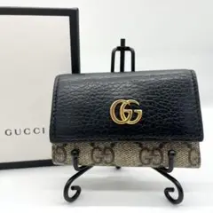 美品❁GUCCI 6連キーケース GGマーモント スプリーム ブラックレザー