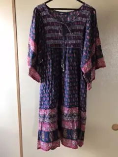 インド綿のワンピース　(膝下丈)