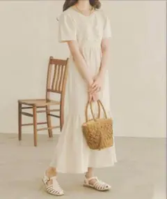 最終価格！アンブルネージュ❤︎バックリボン付き生成りワンピース⭐︎超美品！