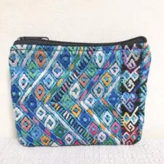 【新品】ポーチ　エスニック　カラフル幾何学模様ポーチ