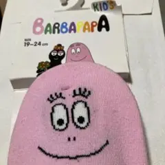 バーバパパ‥キャラクター顔のピンクショートソックス　24センチまで