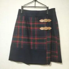 【未着用品】組曲 × MOONコラボ チェックスカート ラップ風 巻きスカート