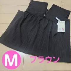 しまむら　シャーリングワンピース　ブラウン　M