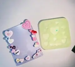 #0163シリコンモールド　デコパーツ　ハート　トレカケース　レジン