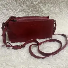 美品✨Dakota ダコタ レザー ダブルファスナー ショルダーバッグ レッド