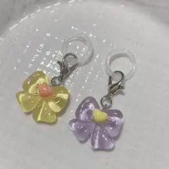 めじるしアクセサリー リボン黄色&紫