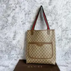 GUCCI オールドグッチ シェリーライン トートバッグ ブラウン