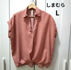 HK WORKS LONDON しまむら　スキッパーシャツ　Lサイズ