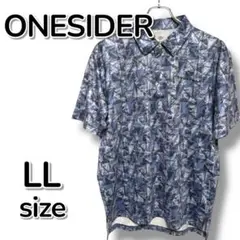 【美品】ONESIDER ワンサイダー ポロシャツ ブルー系 半袖 夏【LL】