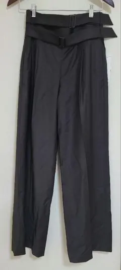 新品　スタンブリーSTUMBLY　ダブルベルトパンツ　焦げ茶　黒　38