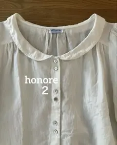 honore オノレ ブラウス 七分袖 麻混 サイズ2 日本製