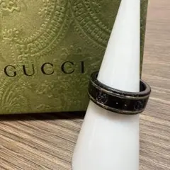 GUCCI ブラック ロゴリング　k18wg