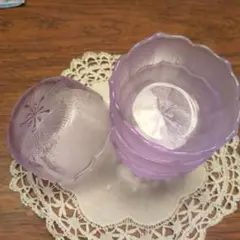 たち吉　紫色 花びら型 プラスチックボウル④枚　小鉢