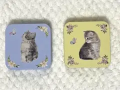 猫　空き缶　ケース　2個セット