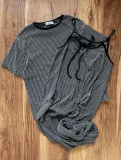 FLASH BLUE ストライプ 半袖Tシャツ キャミワンピース　セット M
