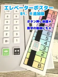 エレベーターポスターBR追加版　無限ボタン　おうち遊び　療育グッズ　数字ポスター