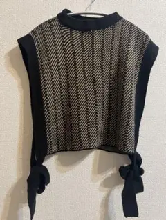 ブラック×ブラウン　春秋ニットベスト