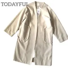 新品定価2.3万 TODAYFUL ノーカラーコート アイボリー サイズ36