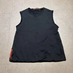 極美品　プラダスポーツ　ノースリーブ　Tシャツ　コットン100%　メッシュ　黒色 極美品 プラダスポーツ ノースリーブ Tシャツ コットン100