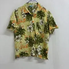 ISLAND X KIDS 花柄 半袖アロハシャツ サイズ6 黄緑　△10