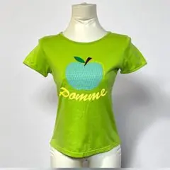 美品！a.v.v 半袖Tシャツ 【S相当】ライムグリーン ラインストーン