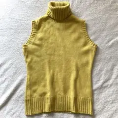 フォクシー カシミヤ100% タートル ニット セーター 黄色 ノースリーブ