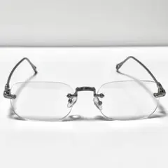新品　サングラス シルバー レトロ UVカット 男女兼用 リムレス ふちなし
