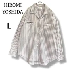 【HIROMI YOSHIDA】ヒロミヨシダ　ストライプ パジャマシャツ　長袖L