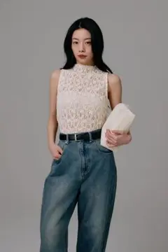 louren flower lace tops ivory