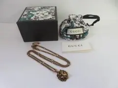 BEC9★グッチ ライオンヘッド ネックレス ゴールドカラー ペンダントGG