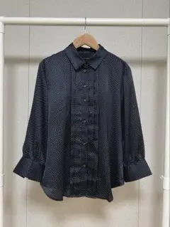 banana repulic ネイビー ドット柄 シャツ 七分袖 紺色シャツ