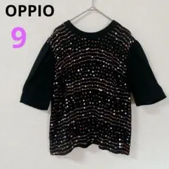 【OPPIO】 ブラウス　スパンコール付き半袖トップス 　シルク　日本製　9