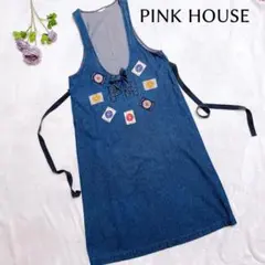 PINK HOUSE ピンクハウス デニムパッチデザインエプロンワンピース