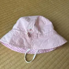 ミキハウス　ウサギ刺繍ピンクバケットハット