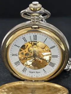 【稼働品】 Russell Davis 手巻き スケルトン 懐中時計