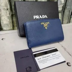 正規品 PRADAサフィアーノ ネイビー 1ML225 コンパクト プラダ財布
