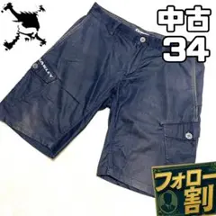 【フォロー割】 中古 オークリースカル ショートパンツ サイズ34 ネイビー