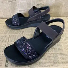 新品★レディース★Mサイズ★キラキラ ビジューサンダル 焦茶色5636