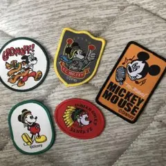 ディズニー ミッキーマウス アイロンワッペン 5枚セット