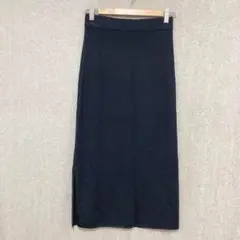 美品✦UNIQLO メリノブレンドリブスカート S ネイビー ゴム