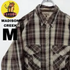 USA古着 MADISONCREEK ネルシャツ　M ブラウンベージュ　チェック