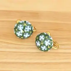 陶器 イヤリング レトロ グリーン