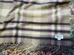 ジョンストンズ 大判ストール カシミヤ ベージュ×グレープ 5013