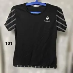 101 le coq sportif 黒 ストライプ袖 Tシャツ