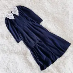美品 《トッコクローゼット》 (M) アタッチドレースカラーフレアワンピース