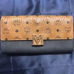 MCM ロゴプリント 長財布 ブラウン ブラック