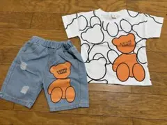 クマプリント Tシャツ＆ショートパンツセット　80センチ